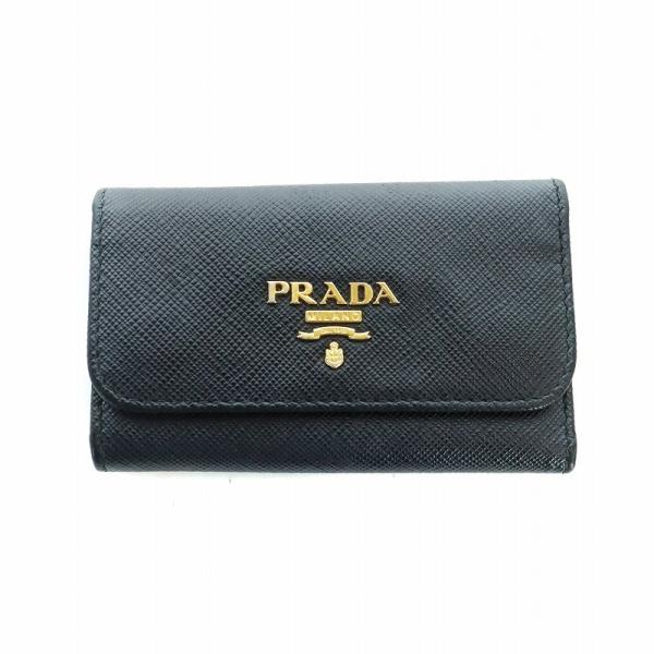 PRADA（プラダ） サフィアーノ キーケース 6連 レザー ロゴ 黒