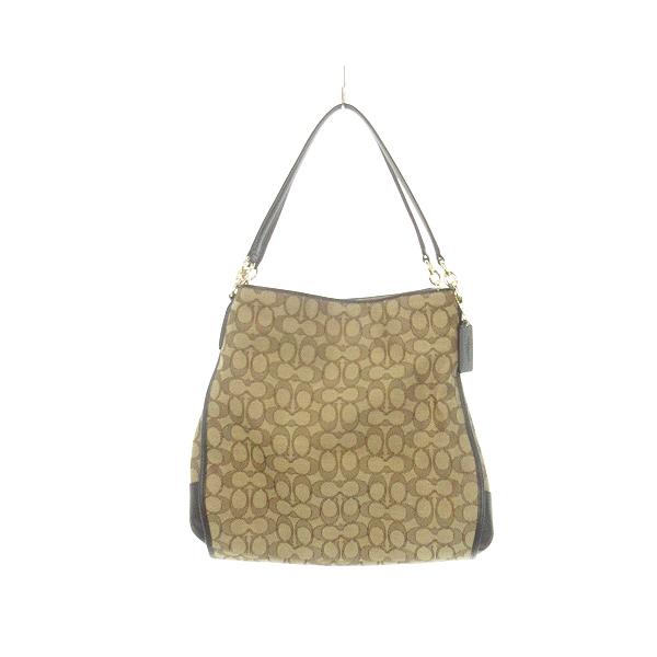 コーチ トートバッグ 肩掛け キャンバス 茶 ブラウン シグネチャー チャーム COACH - コーチ トートバッグ 肩掛け可 ミニシグネチャー 大容量