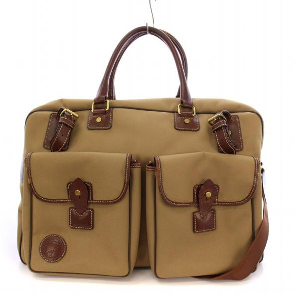 ハンティングワールド 2WAY ボストンバッグ ロゴ ベージュ 茶 □MT