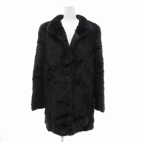 【中古】大洋ミンク Taiyo Mink AOYAMA ミンクファー コート ハーフ ミドル丈 毛皮 13 茶 /JS ■GY18 レディース 大洋ミンク Taiyo Mink AOYAMA ミンクファー コート ハーフ ミドル丈
