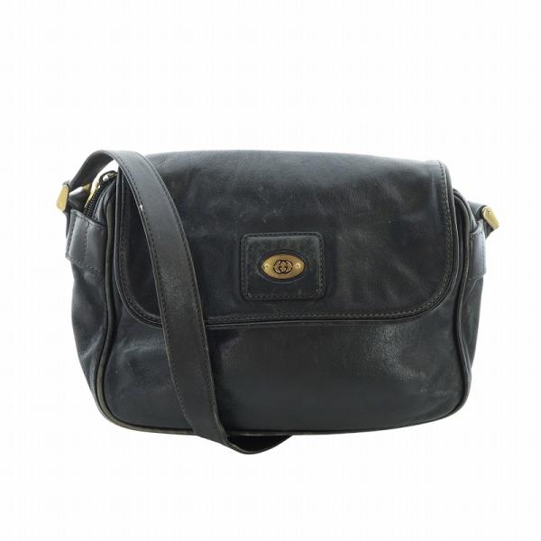 GUCCI（グッチ） ショルダーバッグ 斜め掛け レザー ロゴ 黒 ブラック