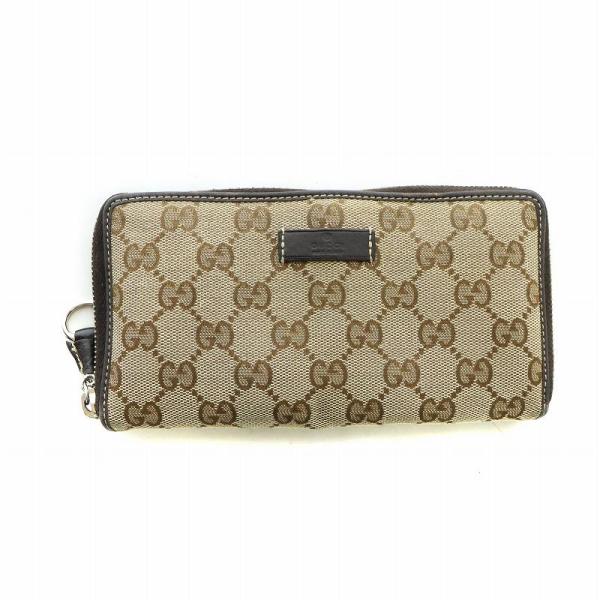 GUCCI グッチ 長財布 ウォレット キャンバス レザー GG柄 ロゴ 茶
