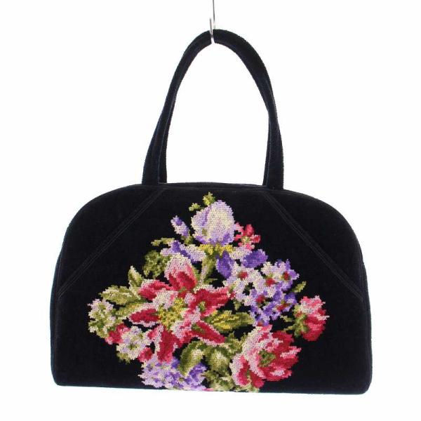 美品 フェイラー FEILER ハンドバッグ ボストンロゴ シェニール織 大容量 フェイラー FEILER ハンドバッグ ミニボストン シュニール織 花柄 黒