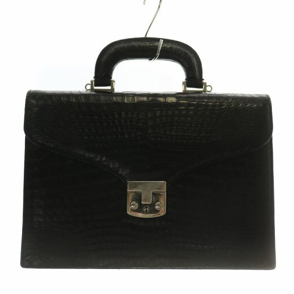 【中古】イザベラ ISSAVER クロコダイル ハンドバッグ ショルダー 2WAY ワニ革 レザー シルバー金具 黒 ブラック イザベラ ISSAVER クロコダイル ハンドバッグ ショルダー 2WAY ワニ革