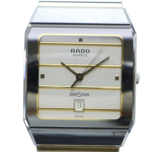 稼働✨RADO　ダイアスター　スクエア　3P ダイヤ　デイト　新品電池　シルバー ラドー RADO DIASTAR 152.0202.3N ダイアスター 腕時計 ウォッチ