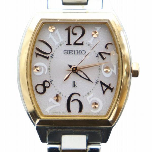 セイコー　腕時計　ルキア　電波ソーラー　ピンク文字盤　コンビ　3B51-0AE0 セイコー SEIKO ルキア LUKIA 腕時計 ウォッチ ソーラー ピンク
