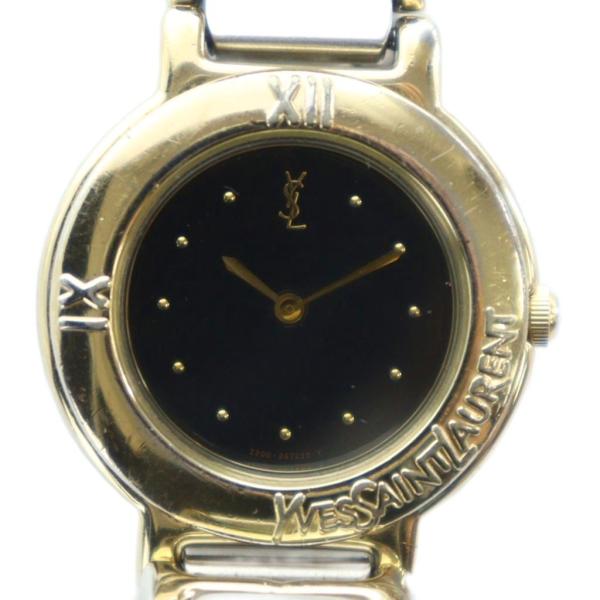 【希少】Yves Saint Laurent 腕時計 スクエア調 黒 ゴールド Yves Saint Laurent YSL サンローラン スクエア ウォッチ 腕時計