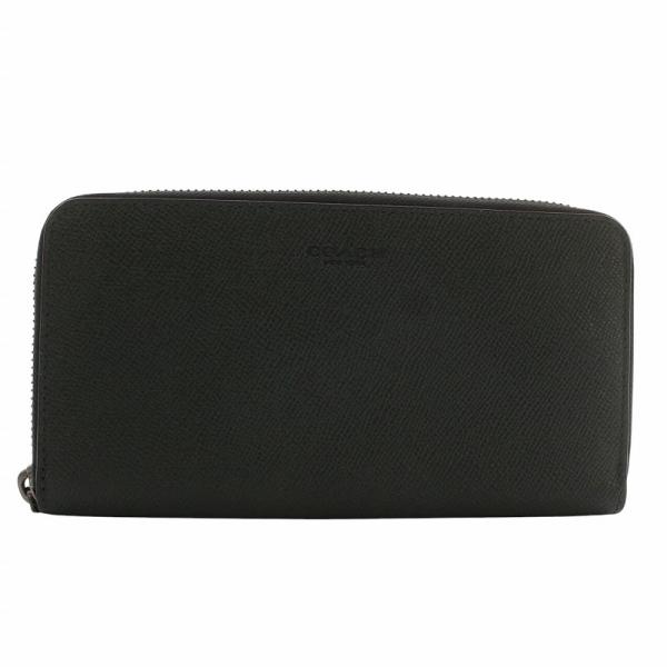 COACH（コーチ） 長財布 レザー ラウンドファスナー ロゴ 型押し 緑