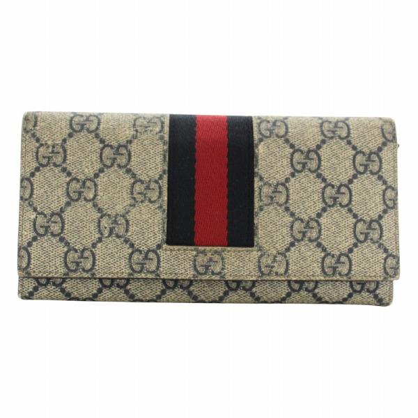 Gucci グッチ　GG 二つ折り財布 グッチ シェリーライン スプリーム GUCCI グッチ 長財布 二つ折り レザー GGスプリーム 総柄