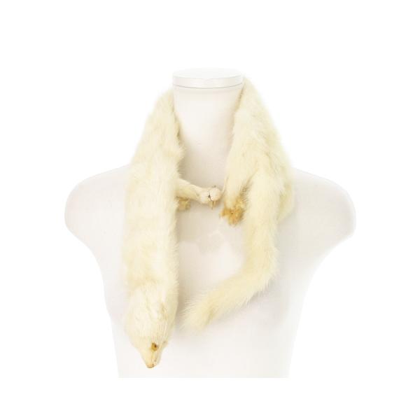 ティペット マフラー ミンクファー 毛皮 顔付き 爪付き スナップボタン