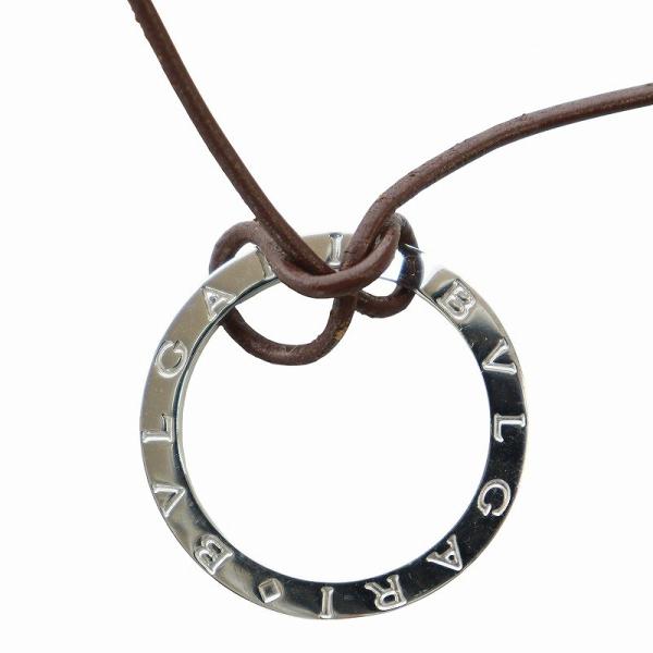 BVLGARI ロゴ入りシルバーリング&　チェーン　水牛革ネックレス BVLGARI ロゴ入りシルバーリング& チェーン 水牛革ネックレス