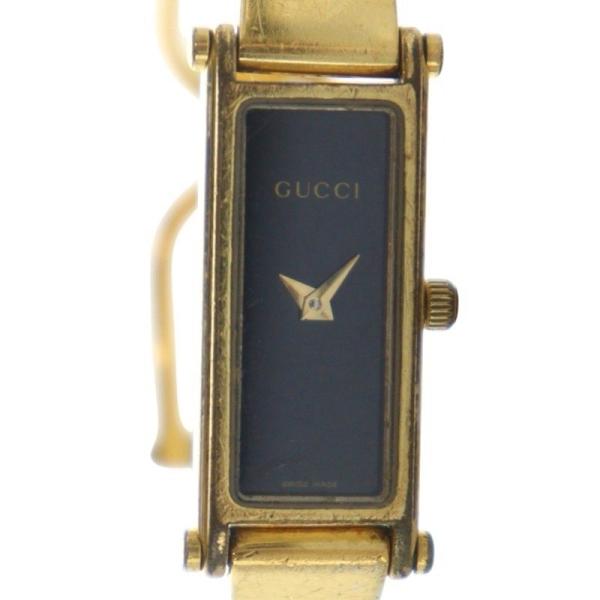 GUCCI（グッチ） 腕時計 バングルウォッチ スクエア クォーツ 黒文字盤