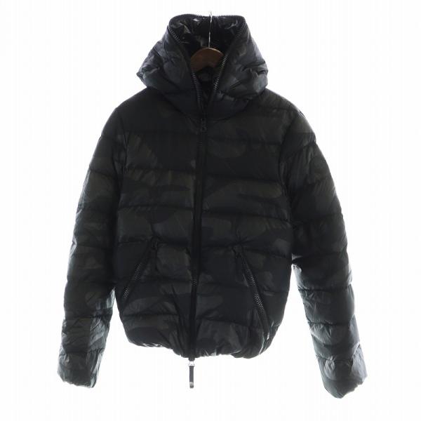 【中古】デュベティカ DUVETICA ハイドロゲン HYDROGEN ダウンジャケット 長袖 ジップアップ カモフラ 迷彩柄 46 黒 DUVETICA（デュベティカ） ハイドロゲン HYDROGEN ダウンジャケット