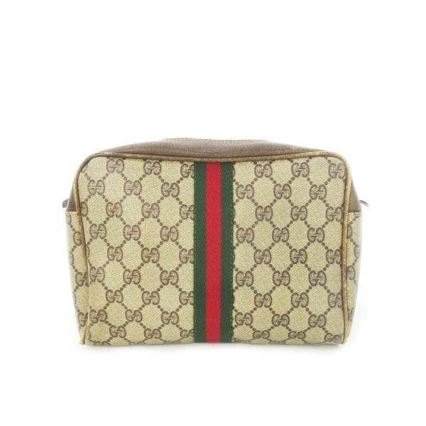 GUCCI オールド グッチ セカンドバッグ 97.01.037 GG柄 PVC GUCCI グッチ セカンドバッグ クラッチバッグ PVC レザー 革