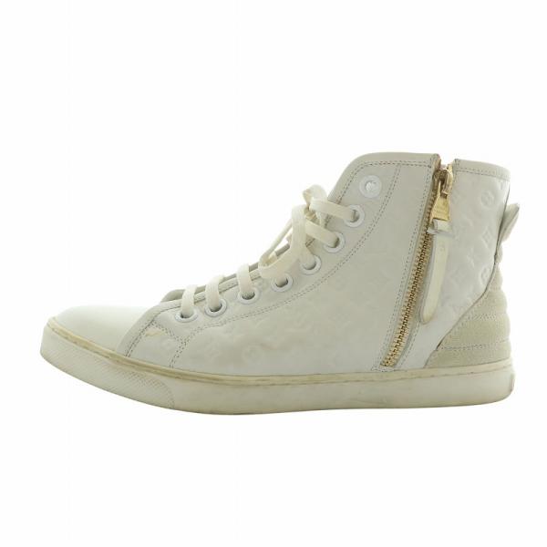 【極美品】ルイヴィトン ハイカットスニーカー パンチーライン レザー 白 36 LOUIS VUITTON（ルイ・ヴィトン） パンチーライン スニーカー レザー
