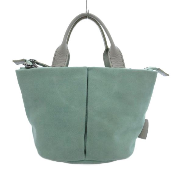 【中古】豊岡鞄 2way ハンドバッグ ショルダー スエードレザー 革 型押しロゴ 緑 グリーン /JS レディース 豊岡鞄 2way ハンドバッグ ショルダー スエードレザー 革 型押しロゴ