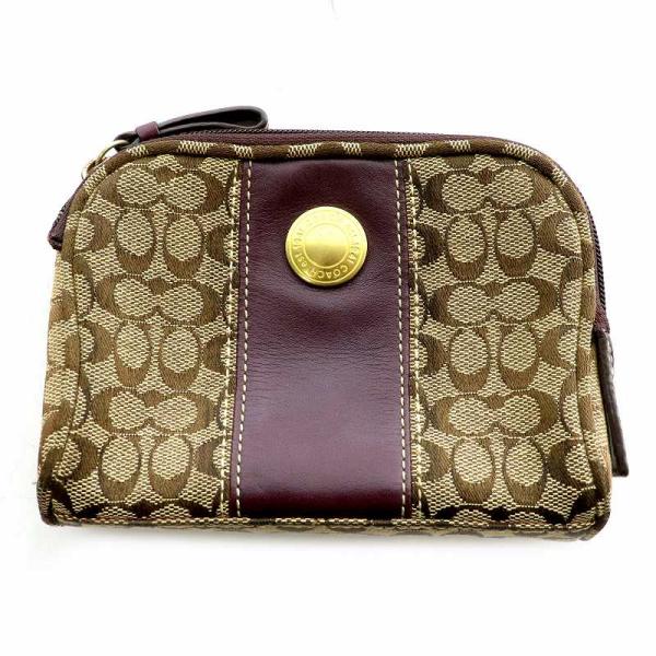COACH（コーチ） ポーチ ミニ シグネチャー ロゴ 総柄 レザー 皮革 金