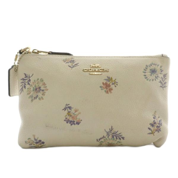 COACH（コーチ） ポーチ 小物入れ レザー 花柄 総柄 ロゴ ゴールド金具