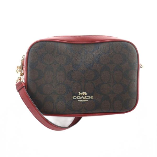 コーチcoach レッドブラウン レザー ショルダーバッグ COACH（コーチ） ショルダーバッグ 斜めがけ PVC レザー シグネチャー