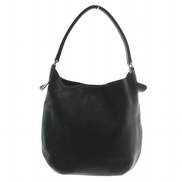 【美品】HIROFU ヒロフ　ワンショルダーバッグ　Hロゴ ブラック　レザー ヒロフ HIROFU プリマ トートバッグ ワンショルダー シボ革 レザー