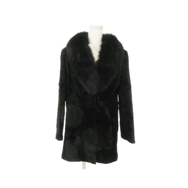 ノーブランド ファーコート ショート丈 ラムファー 襟フォックスファー