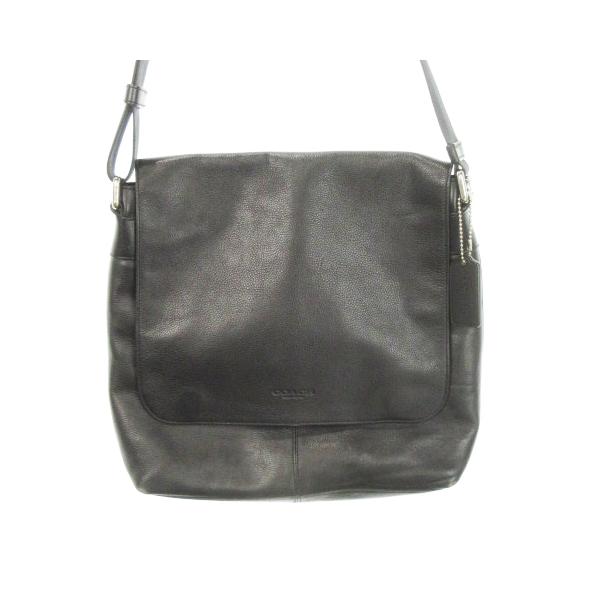 COACH（コーチ） ショルダーバッグ レザー 革 フラップ ロゴ刻印 黒