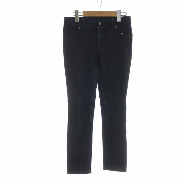 【中古】グッチ GUCCI デニムパンツ ジーンズ スキニー 革パッチ ロゴ ジップフライ 36 XS 紺 337614 XD100 GUCCI（グッチ） デニムパンツ ジーンズ スキニー 革パッチ ロゴ