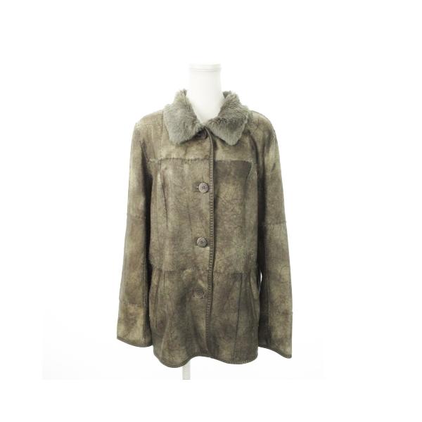 ノーブランド ムートンジャケット ラビットファー 毛皮 ステンカラー
