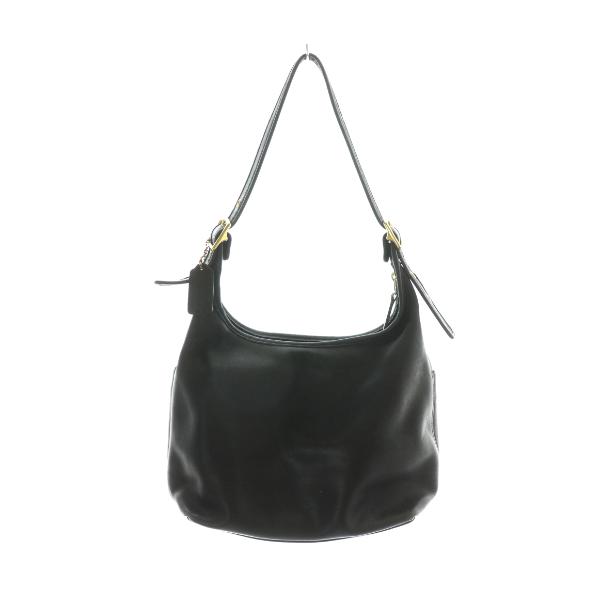 【中古】COACH オールドコーチ ヴィンテージ 9058 USA製 ショルダーバッグ 肩掛け オールレザー ゴールド金具 黒 vectorpremium_165-502509010066