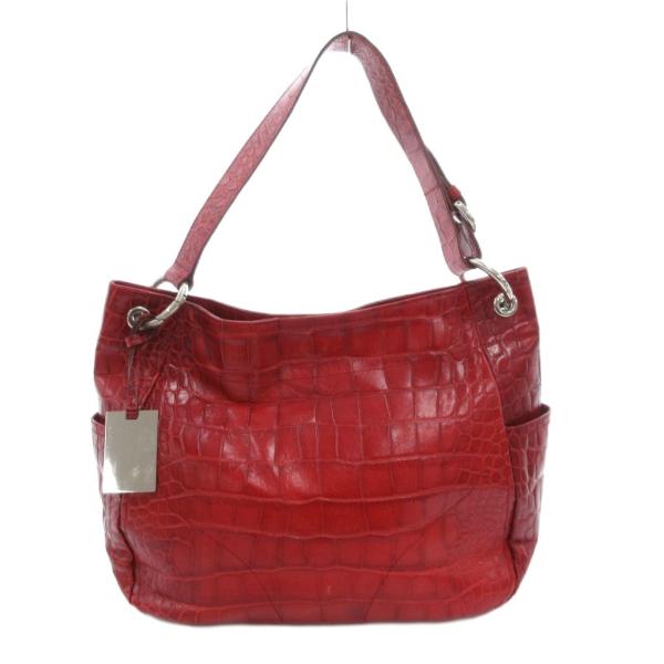 美品　FURLA フルラ　チャーム付　かごバッグ　ハンドバッグ　クロコ型押し 美品 FURLA フルラ チャーム付 かごバッグ ハンドバッグ クロコ型押し