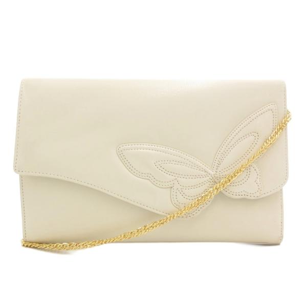 HANAE MORI ハナエモリ ショルダーバッグ レザー ゴールドチェーン 蝶