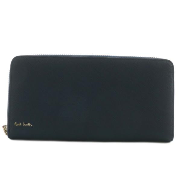 新品 ポールスミス 内側カラーストライプ サプルレザー ラウンドファスナー長財布 Paul Smith（ポール・スミス） 長財布 レザー ラウンドファスナー