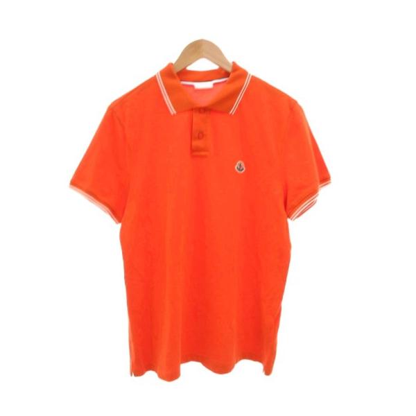 【中古】モンクレール MONCLER 20SS MAGLIA POLO MANICA CORTA ポロシャツ 半袖 L オレンジ 鹿の子 ロゴ ワッペン MONCLER（モンクレール） MONCLER 20SS MAGLIA POLO MANICA CORTA