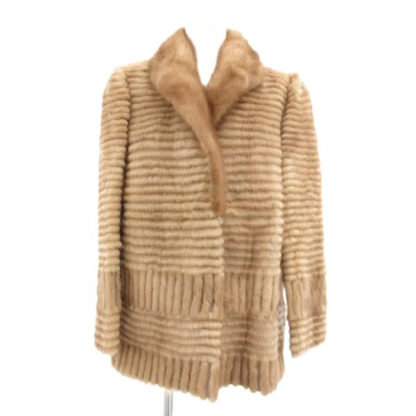 【中古】ノーブランド ファーコート ミンク 毛皮 ストライプ 11 ベージュ /JS ■GY18 レディース ノーブランド ファーコート ミンク 毛皮 ストライプ 11 ベージュ /JS