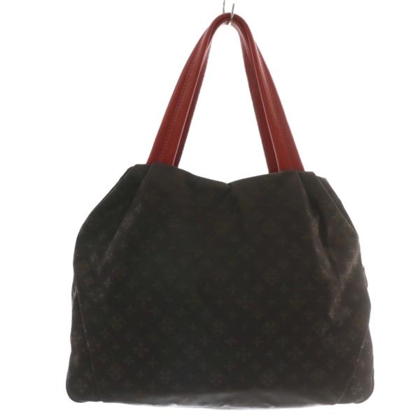 【新品・未使用】russet ダークブラウン ハンドバッグ ラシット RUSSET トートバッグ ハンド ナイロン ロゴ 総柄 茶色