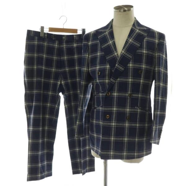 【中古】グローバルスタイル カイザー Global Style KAISER Tollegno トレーニョ生地 3ピース スーツ セットアップ 紺 グローバルスタイル カイザー Global Style KAISER Tollegno 1900