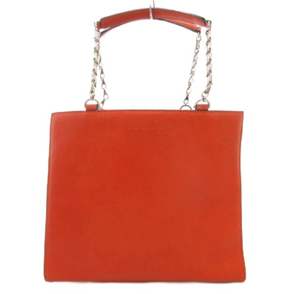 【中古】セリーヌ CELINE ハンドバッグ チェーンストラップ ロゴ レザー オレンジ /AE ■GY18 レディース CELINE（セリーヌ） ハンドバッグ チェーンストラップ ロゴ レザー