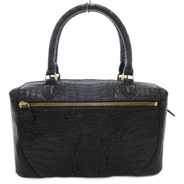 ノーブランド ボストンバッグ ハンドバッグ クロコダイル レザー ワニ