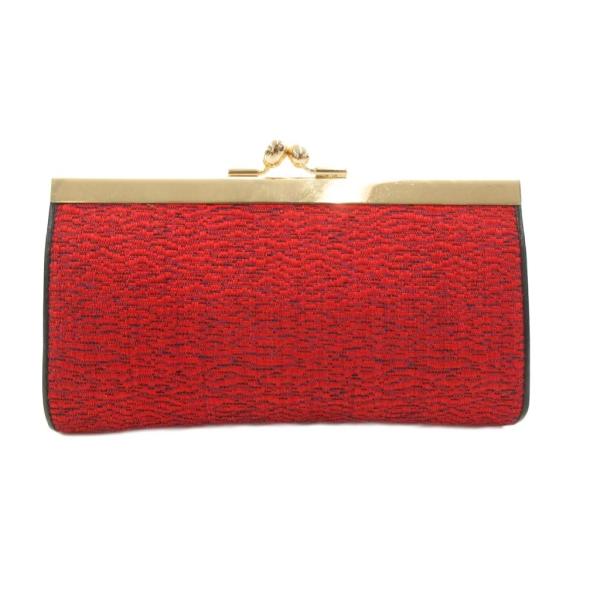 博多織 がま口財布 小銭入れ コインケース 絹 シルク 赤 レッド