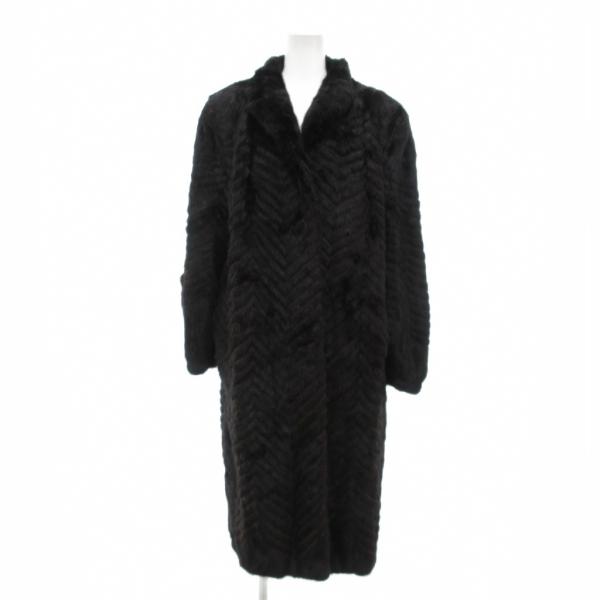 【中古】サガミンク SAGA MINK 銀サガ ダークミンク ファー コート 毛皮 ロング シェブロン 13号 大きいサイズ 茶 サガミンク SAGA MINK 銀サガ ダークミンク ファー コート 毛皮 ロング