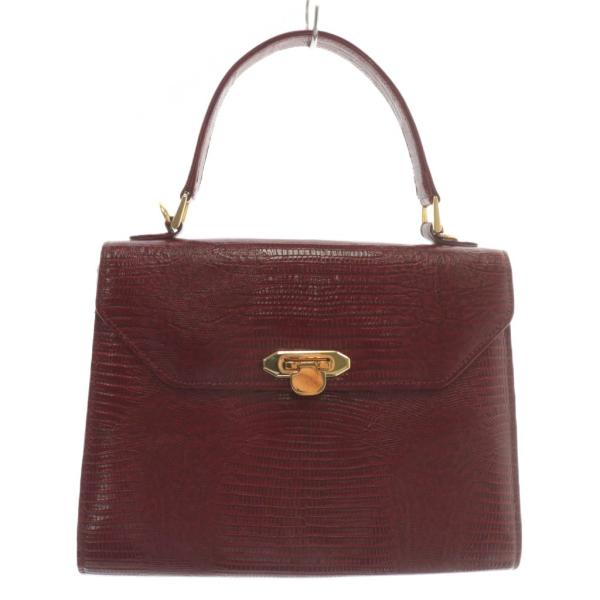 【中古】ノーブランド ハンドバッグ ショルダー 2WAY リザード レザー ゴールド金具 赤 レッド /XZ ■GY11 レディース ノーブランド ハンドバッグ ショルダー 2WAY リザード レザー ゴールド