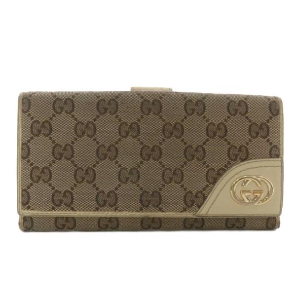 GUCCI（グッチ） 長財布 二つ折り GGキャンパス レザー Wホック 総柄
