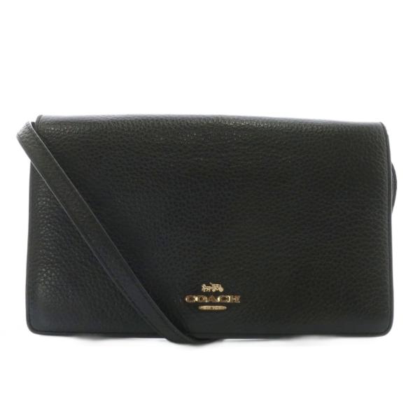 【中古】コーチ COACH ショルダーバッグ ショルダーウォレット レザー ロゴ ゴールド金具 黒 ブラック F30256 COACH（コーチ） ショルダーバッグ ショルダーウォレット レザー ロゴ