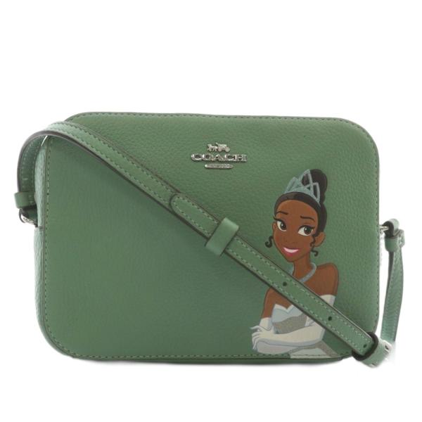 【中古】コーチ COACH × ディズニー Disney ショルダーバッグ レザー ティアナ ロゴ シルバー金具 緑 グリーン C3405 COACH（コーチ） × ディズニー Disney ショルダーバッグ レザー
