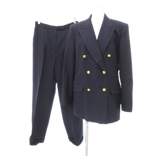 【極美品】バーバリーズ ダブルボタン パンツスーツ セットアップ ネイビー L BURBERRY（バーバリー） ダブルスーツ セットアップ ブレザー パンツ