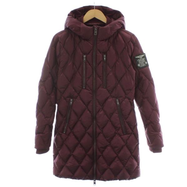 【中古】ディーゼル DIESEL キルティングダウンコート ジャケット ミドル ハーフ ロゴワッペン ワインレッド DIESEL（ディーゼル） キルティングダウンコート ジャケット ミドル