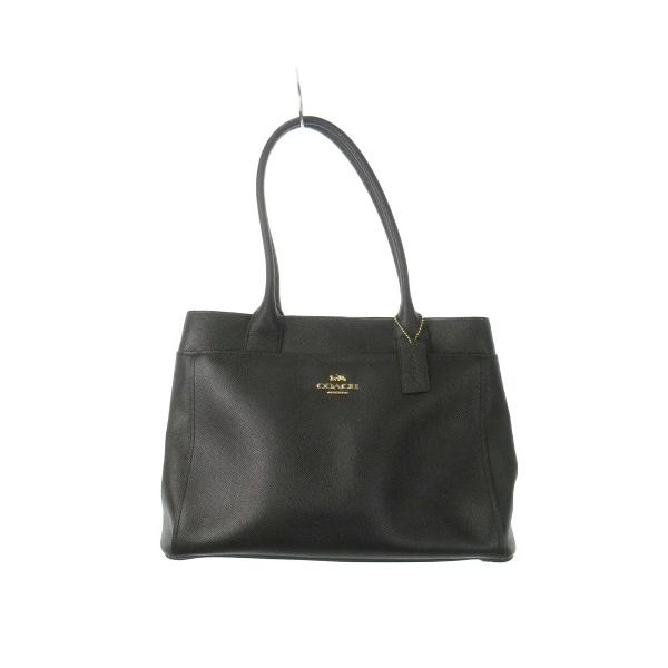 COACH（コーチ） トートバッグ レザー シボ革 ロゴ チャーム 黒