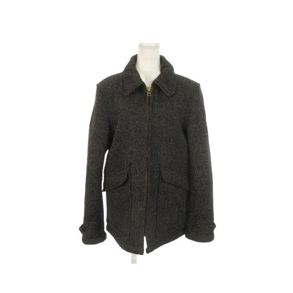 【中古】Brown's Beach Jacket ハンティングジャケット ステンカラー ジップアップ ツイード 総柄 38 M 黒 Brown's Beach Jacket ハンティングジャケット シューティング