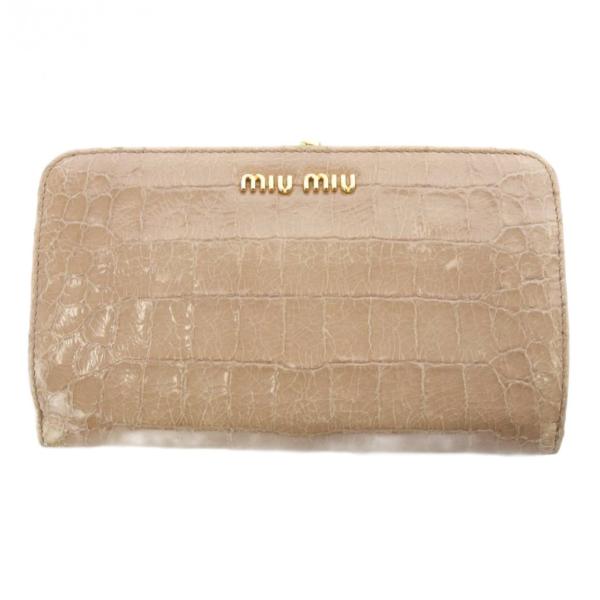 【中古】ミュウミュウ miumiu 財布 ロゴ ベージュ /SR ■OH ■GY11 レディース miu miu（ミュウミュウ） 財布 ロゴ ベージュ /SR □OH □GY11