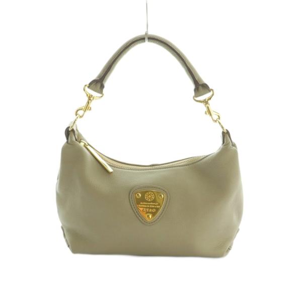 【中古】アタオ ATAO ワンショルダー バッグ レザー ロゴプレート ゴールド金具 グレージュ /MI ■GY18 レディース ATAO（アタオ） ワンショルダー バッグ レザー ロゴプレート ゴールド